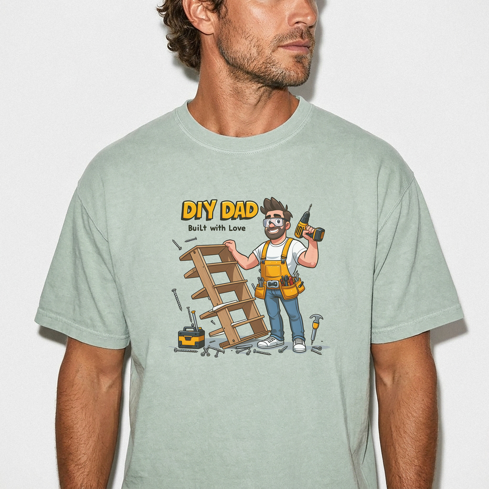 DIY dad built with love funny dad shirt in bay
