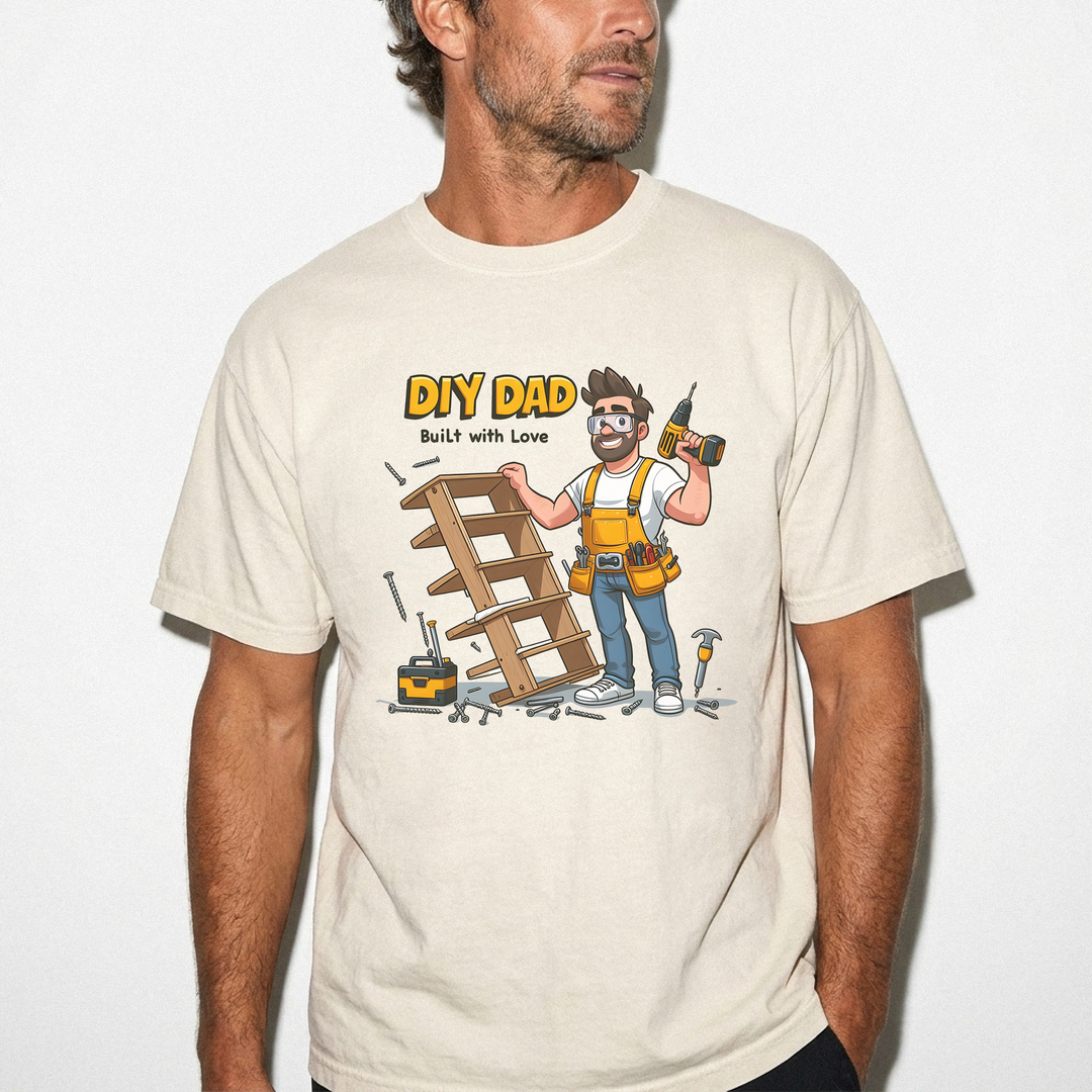 DIY dad built with love funny dad shirt in ivory