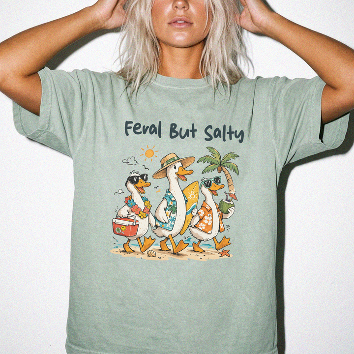 Feral but salty funny beach duck squad women&