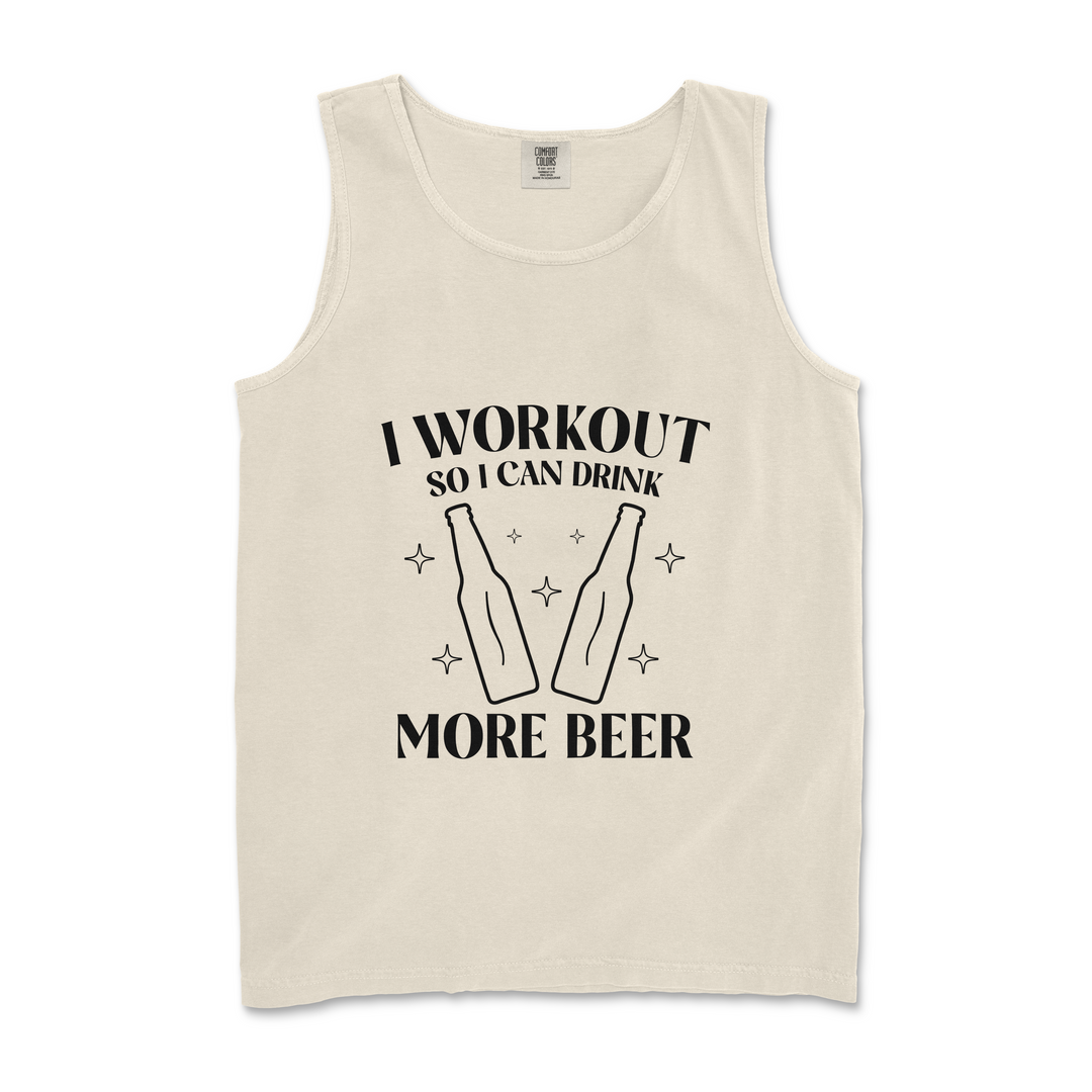 I workout so I can drink more beer funny tank top in ivory