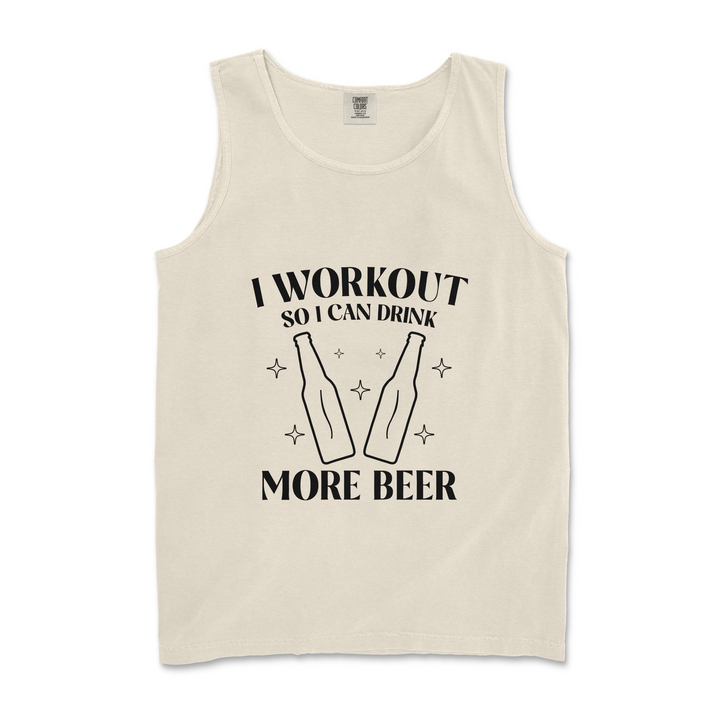 I workout so I can drink more beer funny tank top in ivory