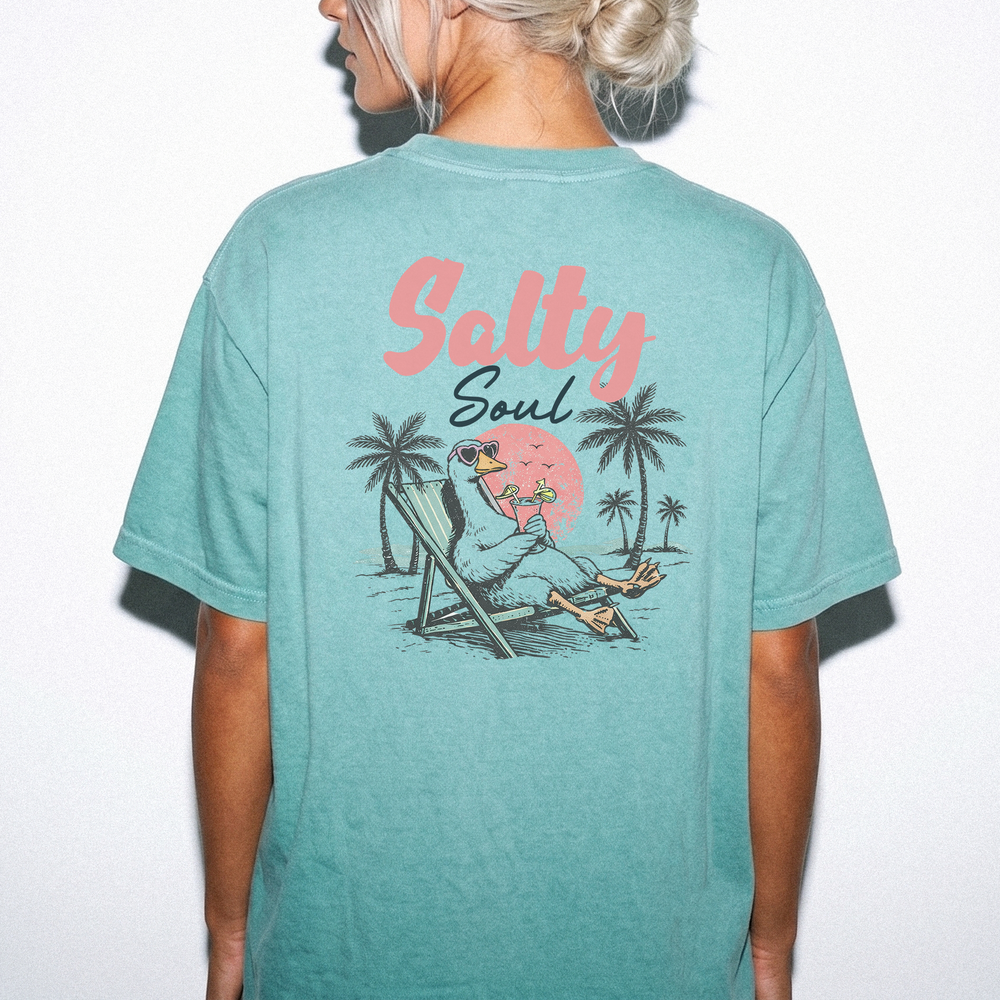 Salty soul retro beach goose back print women's shirt in seafoam