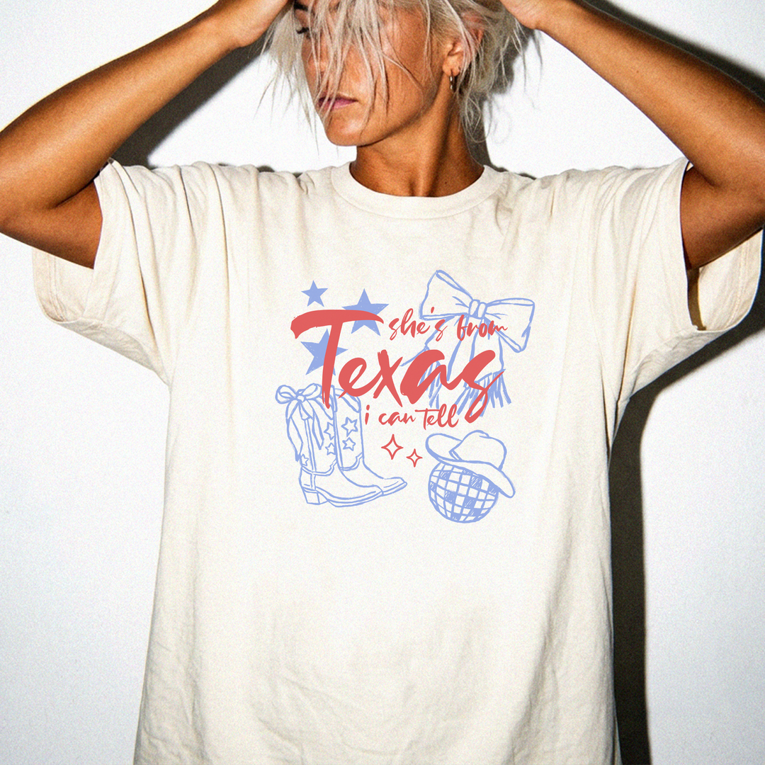 She's from Texas I can tell cowgirl women's shirt in ivory