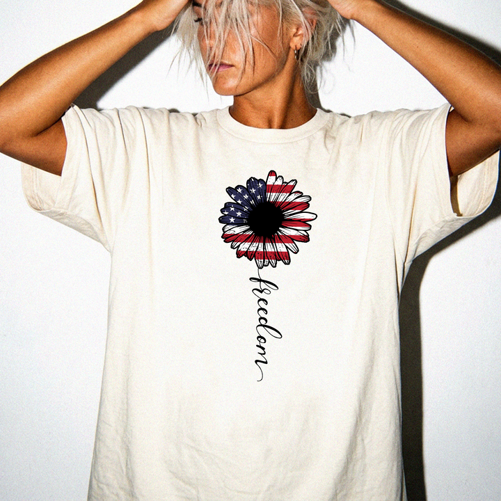 Sunflower freedom American flag women&