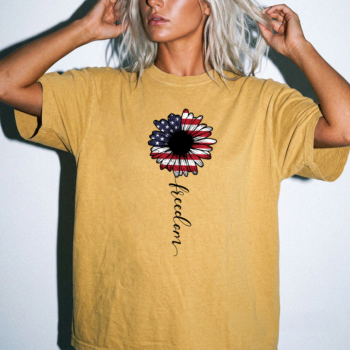 Sunflower freedom American flag women&